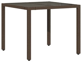 3 részes barna polyrattan kerti bisztrógarnitúra párnákkal