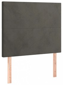 sötétszürke bársony rugós és LED-es ágy matraccal 80 x 200 cm