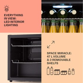 Klarstein Coachella 50, Smart, hűtő, 50 l, WiFi funkció, háttérvilágítás, rozsdamentes acél