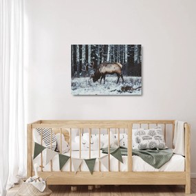 Kép - szarvas télen (üvegen) (70x50 cm)