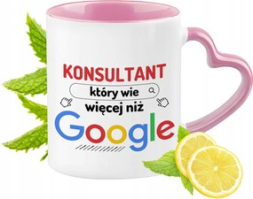 Tanácsadói bögre Rózsaszín, szív alakú füllel Kávé ajándék