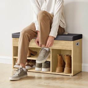 Cipőtartó pad fekete, műbőr ülőlappal TAYLOR ARTISAN 80x30x44 cm