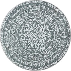 Kerek Szőnyeg, Kültéri Szőnyeg, Boho, 160 cm átmérő, Mosható, Antracitszürke