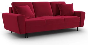 Piros bársony kinyitható tárolóhelyes kanapé 235 cm Kyoto – Cosmopolitan Design
