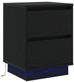 Éjjeli Szekrények LED Világítással 2 db Fekete 39x34.5x50 cm