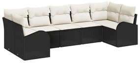 Kanapé Szett 7 pcs Fekete polirattan