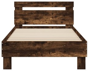 füstös tölgyszínű szerelt fa ágykeret fejtámlával 90 x 200 cm