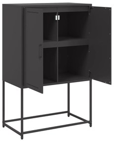 fekete acél magasszekrény 68,5 x 38,5 x 107 cm