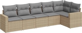 vidaXL 6 részes bézs polyrattan kerti ülőgarnitúra párnával