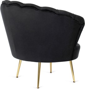 Elegáns Fotel Lábtartóval Fekete Bársony Kárpittal. GRAND