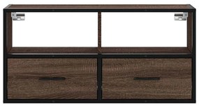 barna tölgy színű szerelt fa és fém TV-szekrény 80x31x39,5 cm