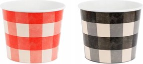 Vödör Uzsonnás doboz popcorn kockás piros-fekete, 14 cm 2 db