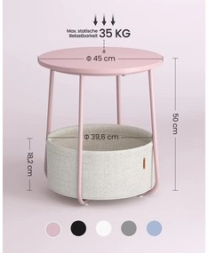 Kerek asztal, kis dohányzóasztal, pasztell rózsaszín-fehér