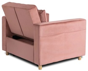 Ágyazható Fotel Rózsaszín Bársony Kárpittal. SOLOR
