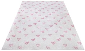 Fehér-rózsaszín gyerek szőnyeg 120x170 cm Hearts – Hanse Home