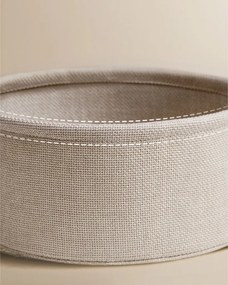 Dohányzóasztal, kerek, tárolóval, modern stílusú, fehér és világos barna, 80 cm