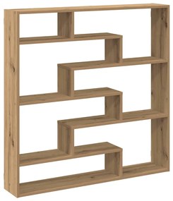 kézműves tölgy színű szerelt fa fali kockapolc 7 rekeszes színű