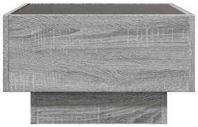szürke sonoma szerelt fa dohányzóasztal LED-del 50 x 50 x 30 cm