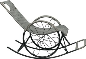 Hintaszék, rattan/fém, szürke, ROKIN