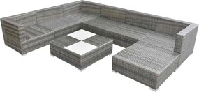 8-részes szürke polyrattan kerti bútorszett párnákkal
