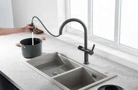 Konyhai csaptelep ELITE EDITION KSS1700 kihúzható zuhanyfejjel, LED-kijelzővel és érintésmentes érzékelővel, több színváltozatban — Króm — Igen