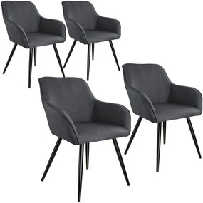 tectake 404087 4 marilyn vászon kinézetű szék - sötétszürke-fekete