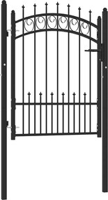 vidaXL fekete acél kerítéskapu cövekekkel 104 x 109,5 cm