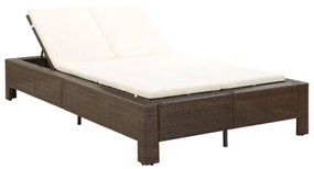 barna kétszemélyes polyrattan napozóágy párnával