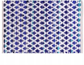 Téglalap alakú Szőnyeg Természetes Juta Kézzel Szőtt 240x74 cm Fehér-Kék