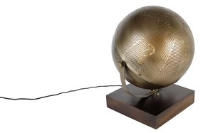 Ipari asztali lámpa bronz fával - Haicha