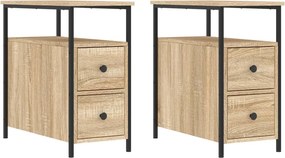 vidaXL 2 db sonoma tölgy színű szerelt fa éjjeliszekrény 30x60x60 cm