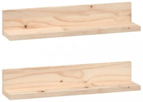 2 db tömör fenyőfa falipolc 50 x 11 x 9 cm