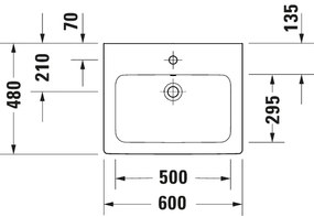 Duravit 23996000002 - D-CODE falra szerelhető mosdó 60x48 cm kerámia/fényes fehér