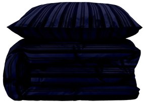 Sötétkék egyszemélyes hosszabbított damaszt ágyneműhuzat 140x220 cm Noble – Södahl