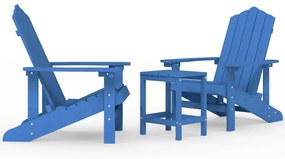 vidaXL vízkék HDPE kerti adirondack székek asztallal