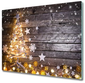 Üveg vágódeszka Világító karácsonyfa 60x52 cm