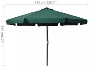 zöld kültéri napernyő farúddal 330 cm