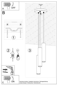 Sollux SL.1079 - Csillár zsinóron LAGOS 3xGU10/10W/230V fekete