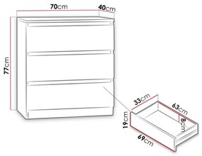 Szekrény MALWA 77x70 cm fekete