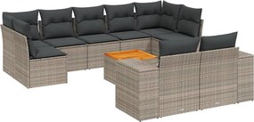 vidaXL 10 részes szürke polyrattan kerti ülőgarnitúra párnákkal