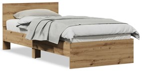 Ágykeret matrac és fejtámla nélkül, Kézműves tölgy 90x200 cm