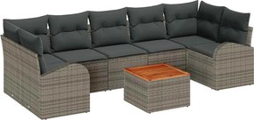 vidaXL Kerti Kanapé Szett tárolóval 8 pcs Szürke polirattan