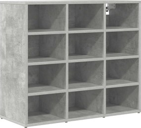 vidaXL Cipőszekrény polcokkal Beton szürke 77,5 x 30 x 67 cm Faanyag