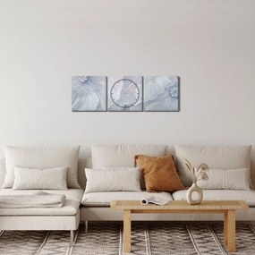 Kép - Kék virágok a falon (órával) (90x30 cm)