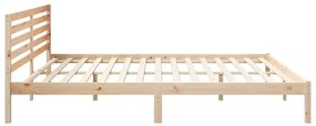 Ágykeret fejtámlával Barna 200 x 210 cm Tömör fenyőfa
