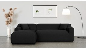 Fekete kordbársony sarokkanapé (bal oldali-heverő résszel) Martin – Ropez