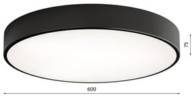LED mennyezeti lámpa CLEO 69W 230V 3000K, 60 cm átmérő, fekete