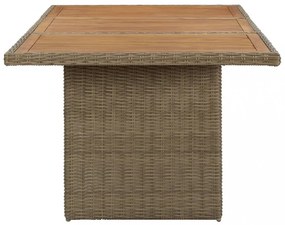 barna polyrattan kerti étkezőasztal 200 x 100 x 74 cm