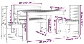 4 részes tömör fenyőfa kerti étkezőgarnitúra
