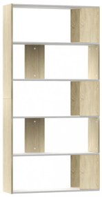 fehér-sonoma forgácslap könyvszekrény/térelválasztó 80x24x159 cm